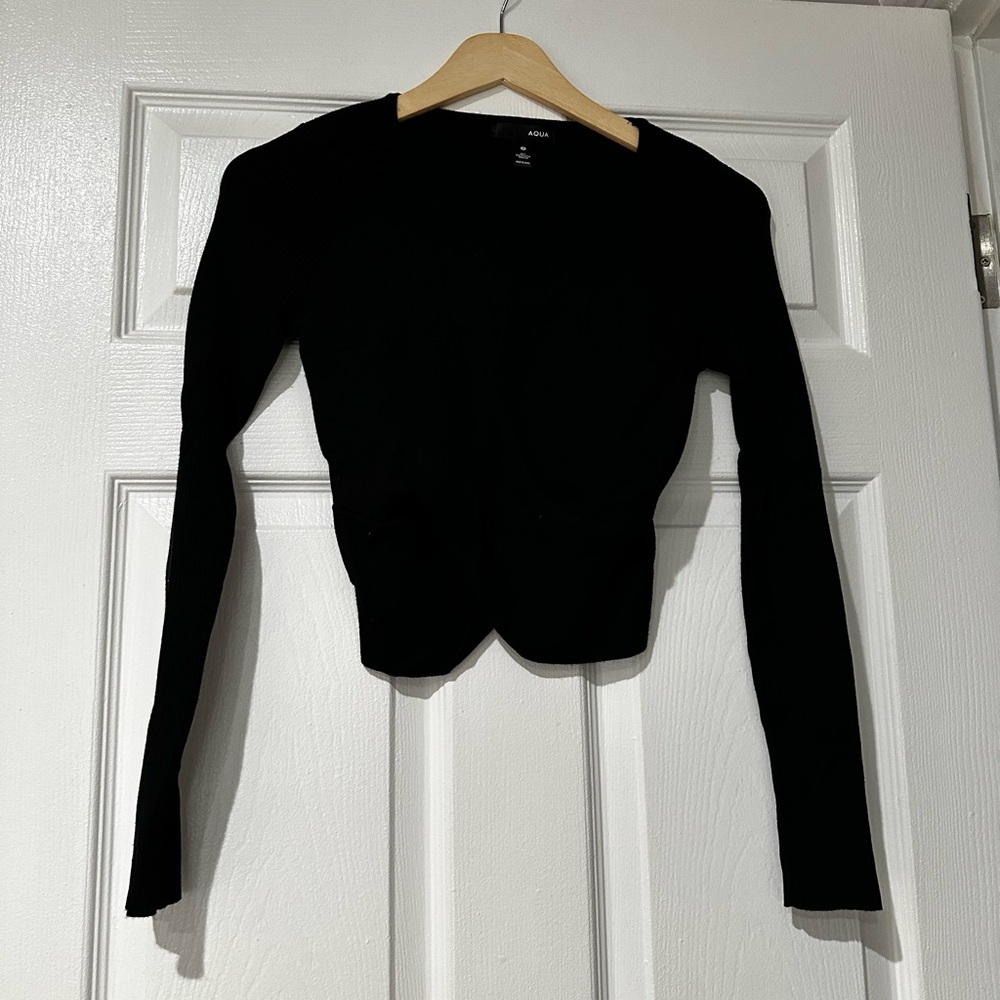 Aqua Black Long Sleeve Women's Top